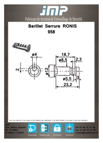 Schließzylinder Ronis 958 - Technischer Plan