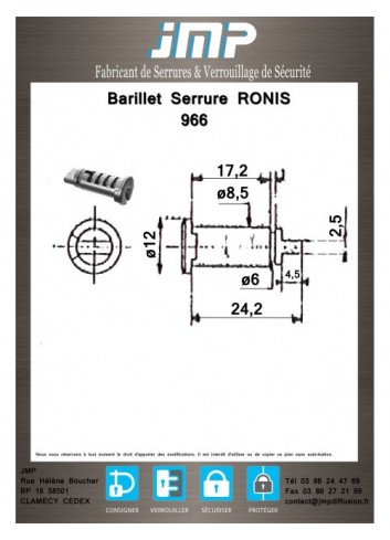 Schließzylinder Ronis 966 - Technischer Plan