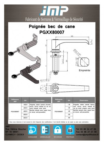 Griffe PGXX80007 - Technischer Plan