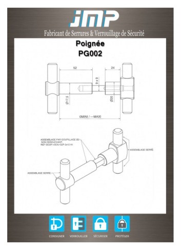 Doppelgaragengriff PG002 - Technischer Plan