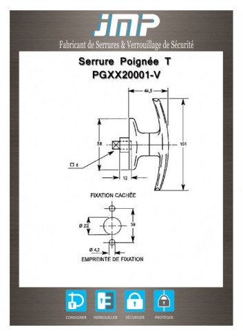 T-Griff PGXX20001-V Quadrat von 8 - Technischer Plan