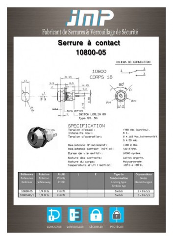 Kontaktschloss 10800-05 - 2 Positionen - Technischer Plan