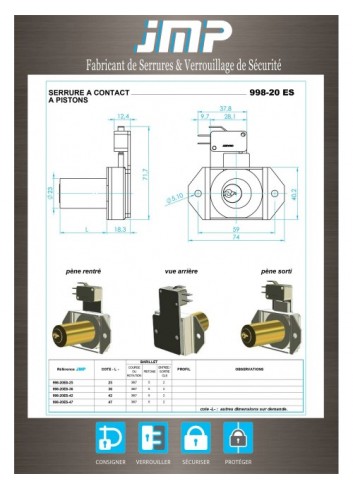 Kontaktschloss 998-20ES - Technischer Plan