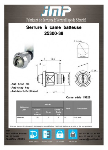 Hebelschlösser 25300-38 - Technischer Plan