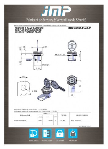 Hebelschlösser BXXX0030-PL4R-V - Technischer Plan