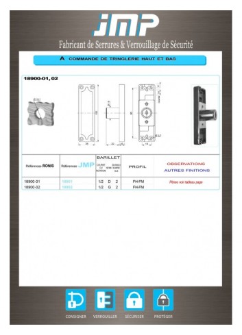 drehstangenschloss schranktür 18900-01, 02 - Technischer Plan