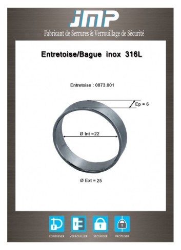 Distanzstück / Ring Edelstahl 316L - Lg6 Øint22 Øext25 - Technischer Plan