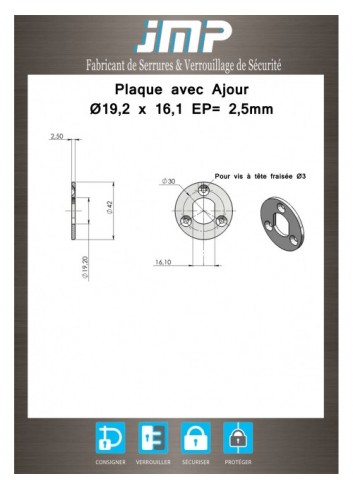 Platte mit Loch Ø19,6 x 16,1 - Technischer Plan