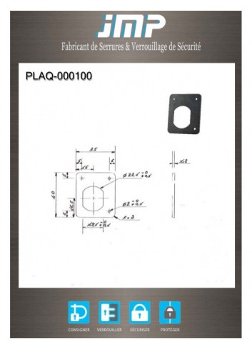 Rückplatte aus Edelstahl PLAQ-000100 - Technischer Plan