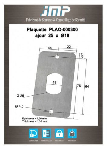 Rückplatte aus Edelstahl PLAQ-000300 - Technischer Plan