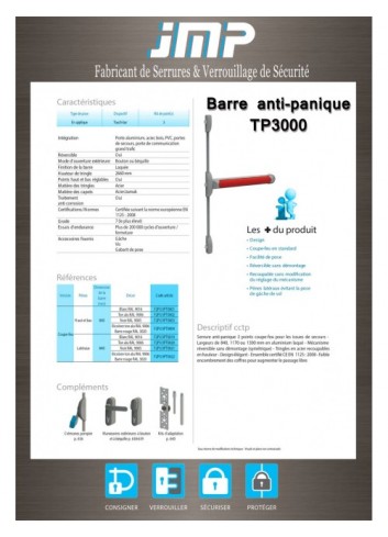 Panik druckstange TP3000 - Technischer Plan