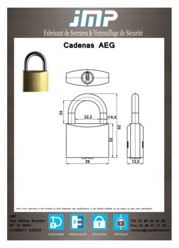 Vorhängeschlösser AEG - Technischer Plan