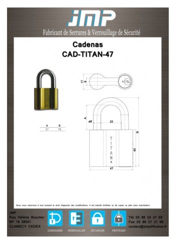 Vorhängeschlösser CAD-TITAN-47 - Technischer Plan