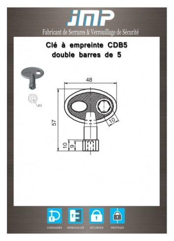 Schlüssel CDB5 - Doppelbalken von 5 - Technischer Plan