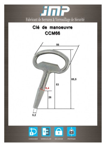 CCM66-Schlüssel mit männlichem Quadrat von 6 - Technischer Plan