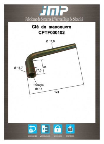 Winkelschlüssel CPTF000102 mit einem Dreieck von 11 - Technischer Plan