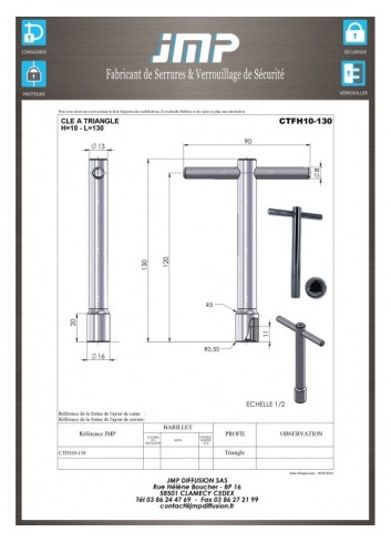 Manövrierschlüssel CTFH10-130 - Technischer Plan