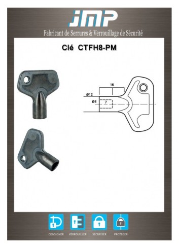 8 mm CTFH8-PM Dreiecksschlüssel - Technischer Plan