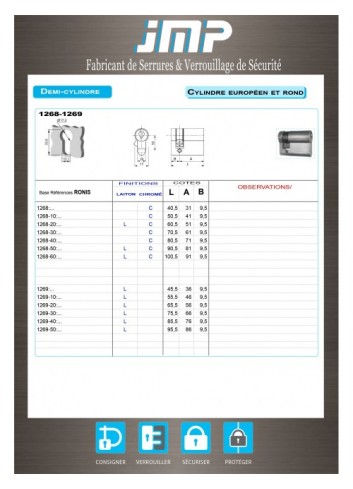1/2 Europäischer Zylinder 1268-1269 - Technischer Plan