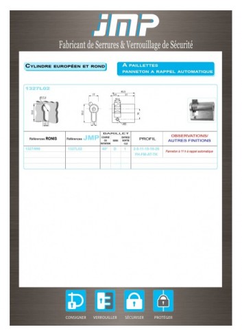1/2 Europäischer Zylinder 1327/998 - Technischer Plan