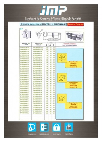 CP-Schließzylinder mit Knopf + Dreieck - Technischer Plan