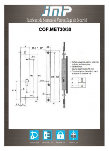 2 Punktschlösser COF.MET30-30 - Technischer Plan