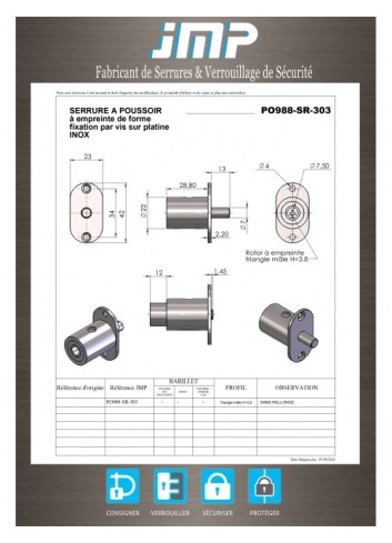 Edelstahl-Druckzylinder PO988-SR-303 - Technischer Plan