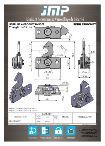 Hakenschlösser SERR.CROCHET lg23,70 - Technischer Plan