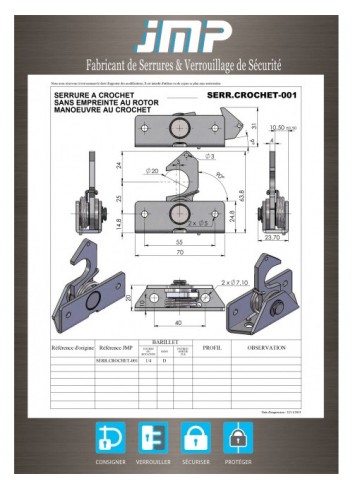 Hakenschlösser SERR.CROCHET-001 - Technischer Plan