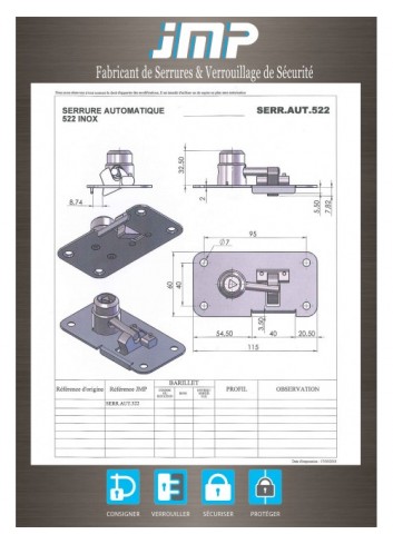 Automatische Schnappverriegelung SERR-AUT-522 - Technischer Plan