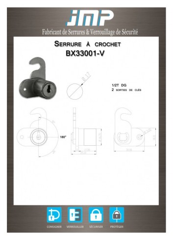 Hakenschlösser BX33001-V - Technischer Plan