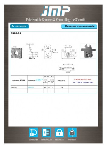 Aufschraubschlösser 8900-01 - Technischer Plan