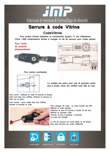 Vitrinenschlösser mit Code - Technischer Plan