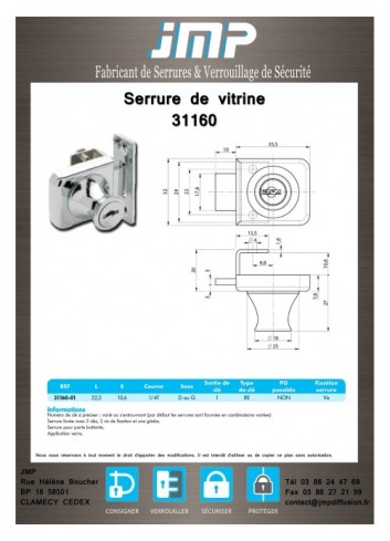 Vitrinenschlösser 31160 - Technischer Plan