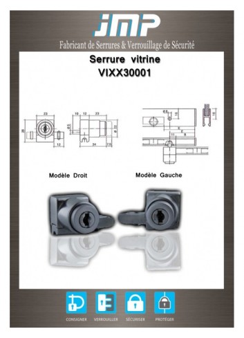 Vitrinenschlösser VIXX30001 - Technischer Plan