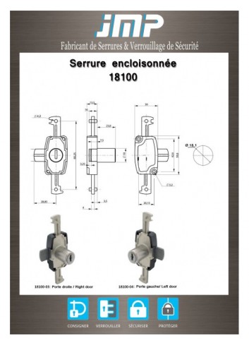 Aufschraubschlösser 18100 - Technischer Plan