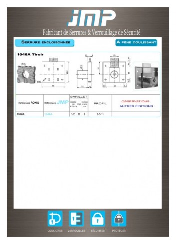 Aufschraubschlösser 1046A Schublade - Technischer Plan