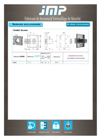 Aufschraubschlösser 1046C Recht - Technischer Plan