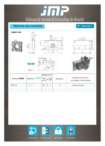 Aufschraubschlösser 1047-10 - Technischer Plan