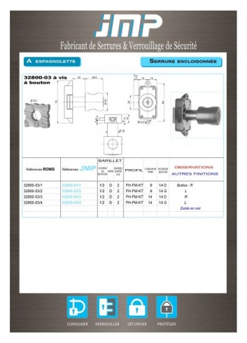 Aufschraubschlösser 32800-03-1 Schraube mit Knopf - Technischer Plan