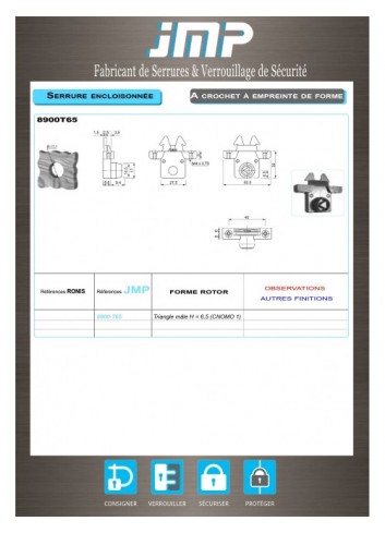 Aufschraubschlösser 8900T65 - Technischer Plan