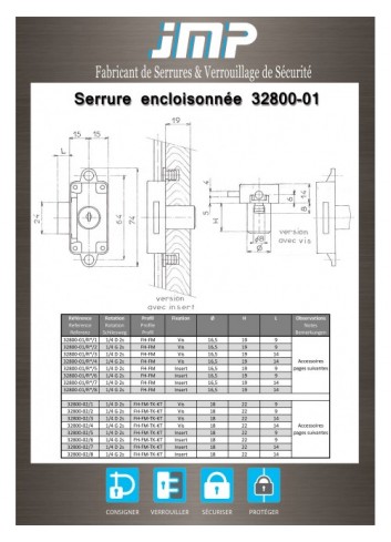 Aufschraubschlösser 32800-01 Recht Ø 16,5 - Technischer Plan