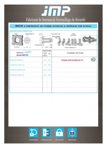 Edelstahlschloss B00232F:TMP38 - Technischer Plan