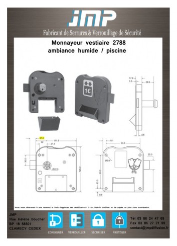 Münzpfandschlösser 2788 Schwimmbadatmosphäre - Technischer Plan