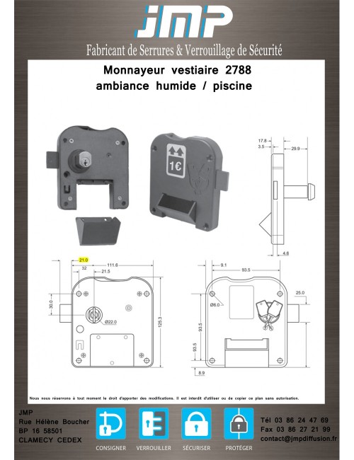 Münzpfandschlösser 2788 Schwimmbadatmosphäre - Technischer Plan