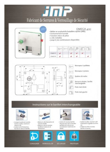 Münzpfandschlösser Omega 07440 für Schwimmbad - Technischer Plan