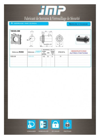 Druckzylinderschlösser 1033-30 - Technischer Plan