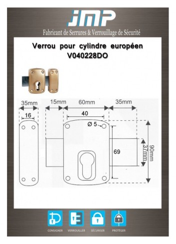 Riegelschlösser V040228DO - Technischer Plan