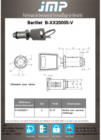 Schließzylinder B-XX20005-V - Technischer Plan