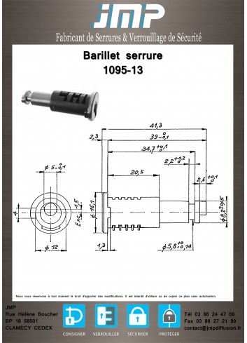 Schließzylinder 1095-13 - Technischer Plan